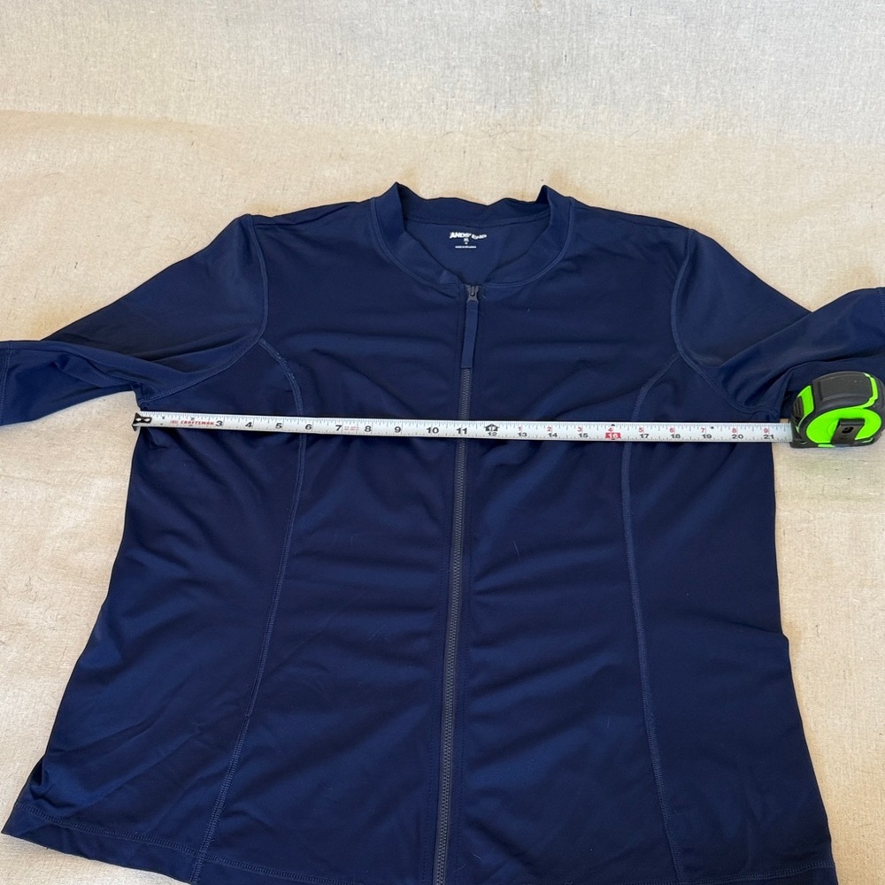 Women's - Land's' End - Short Sleeve Full-Zip Rash Guard - Size XL(18) - Navy - Picture 5 of 10